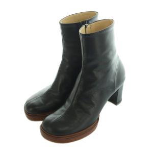 CLANE EDGE ROUND SHORT BOOTS ショートブーツ レザー チャンキーヒール 38 24.0-24.5cm