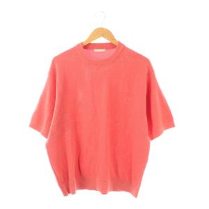 バーズアイ クルーネックニット サマーセーター XL サーモンピンク /ES OS