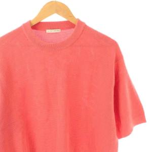 UNITED ARROWS バーズアイ クルーネックニット サマーセーター XL サーモンピンク /ES OS