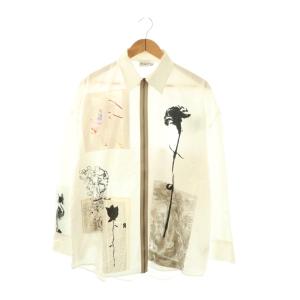 ラクロアプリントジップアップシャツジャケット ブルゾン L/XL ホワイトマルチカラー /ES OS SH