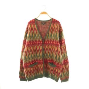 Cardigan Double Jacquard Chevron Pattern ニットカーディガン モヘヤ混