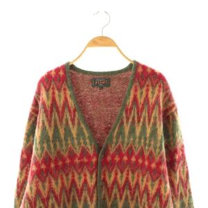 BEAMS+ Cardigan Double Jacquard Chevron Pattern ニットカーディガン モヘヤ混