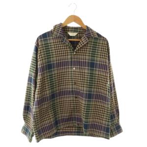CHECK OPEN COLLAR SHIRTシャツ チェック 長袖 2 ベージュ マルチカラー /HK