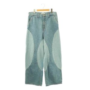切替デザインワイドデニムパンツ ジーンズ 2 ブルー /ES OS SH