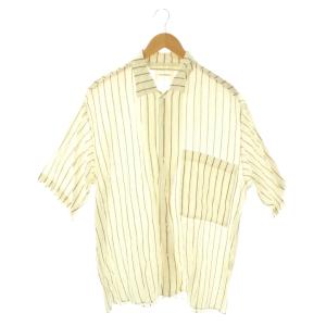 OPEN COLLAR SHIRTS ORGANIC LINEN PRINTED STRIPE シャツ
