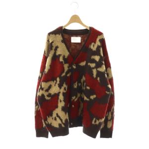 iD IDENTITY & IDEAニットカーディガン 長袖 ウール混 L 茶 赤 ベージュ /NR OS