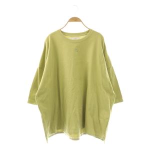 刺繍Tシャツ カットソー 半袖 コットン OS 黄緑 /NR OS SH
