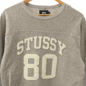 STUSSY ナンバリング80 7分袖カットソー L グレー ホワイト /DO OS SH