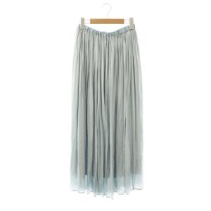 マキシ ギャザースカート グレー ライトブルー /ES OS