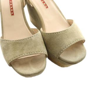 PRADA LINEA ROSSA ウエッジソールエスパドリーユサンダル グレージュ /SS OS SH