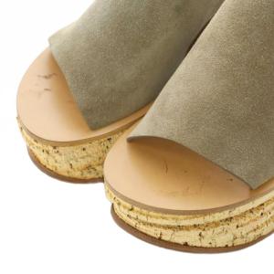 Chloe カミーユ サンダル 36 23cm 23.5cm カーキ ミュールタイプ コルクソール ウェッジソール