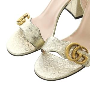 GUCCI サンダル 36 ゴールドカラー GGロゴ 453379 SH
