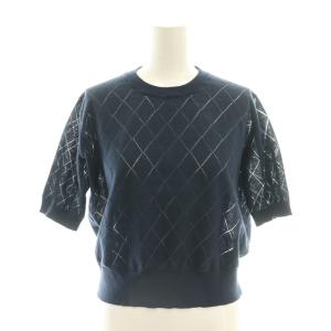 ツイストコットンハイゲージ ニットトップス プルオーバー 38 ネイビー /DF OS SH