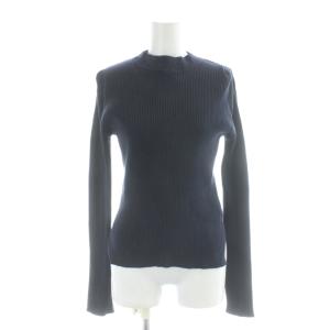 コットンリブニット セーター S ダークネイビー ハイネック 長袖 /AB SH