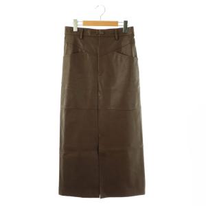 24AW クラッシュレザータイトスカート ロング 38 ブラウン /HK OS