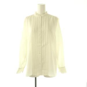 25AW スムースサテン ピンタックブラウス 36 オフホワイト /DF OS