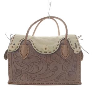 マエストラ トートバッグ ハンドバッグ レザー×ハラコ ベージュ ホワイト /YO4