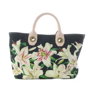 DOLCE&GABBANA ハンドバッグ ブラック ピンク ホワイト リリープリント ユリ柄