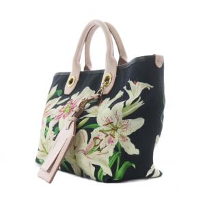DOLCE&GABBANA ハンドバッグ ブラック ピンク ホワイト リリープリント ユリ柄