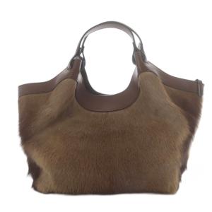 GUM gianni chiarini DUA スモールトートバッグ ハラコ ブラウン