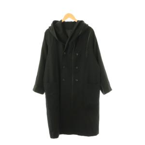 B Hooded Double Fastener Long Coat