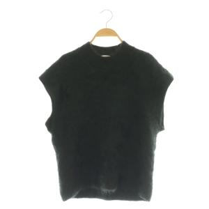 カシミヤファー7Gノースリーブ ニット プルオーバー 38 ブラック