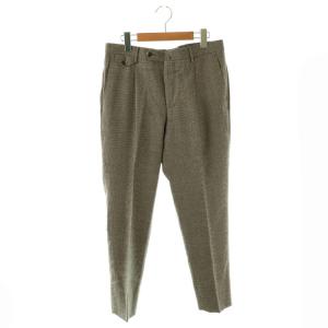 GENTLEMAN FIT ウールスラックス パンツ テーパード 46 ベージュ ブラック /HK OS