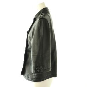 DOUBLE STANDARD CLOTHING レザー 七分袖 ジャケット ラムレザー ブラック /CX OS