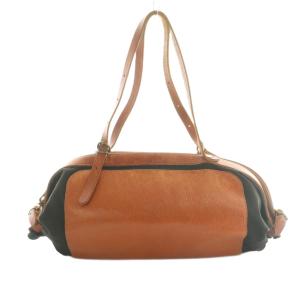 トートバッグ レザー キャンバス 切替 茶 /MI OS