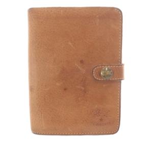 レザー 二つ折り 財布 ロゴ 茶色 ブラウン /SR