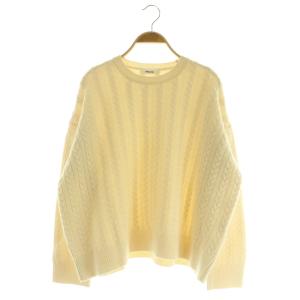 カシミヤ混ウール ケーブルニット セーター 長袖 アイボリー /MY OS