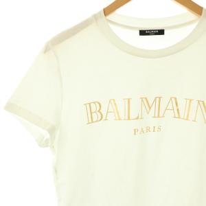 BALMAIN 1601I312ロゴプリントTシャツ カットソー 半袖 S ホワイト /HK OS SH
