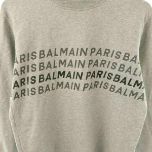 BALMAIN ロゴプルオーバースウェットトップス トレーナー 長袖 コットン S グレー /NR OS SH
