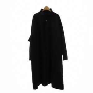 ウールギャバジン スタンドカラーコート M ネイビー