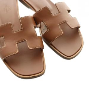 HERMES Oran フラットサンダル 35.5 ブラウン