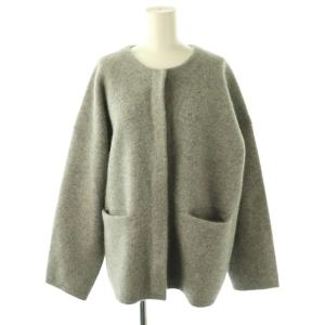 25AW ウールフォックスニットジャケット ノーカラー グレー /DO OS