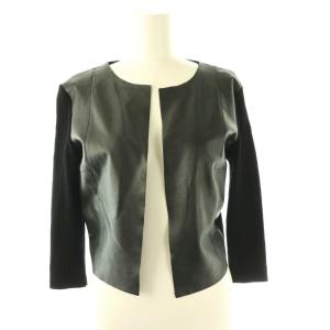 レザー切替 ニットボレロ カーディガン S ブラック /HK OS