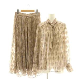 ケリージオメトリー ブラウス スカート セットアップ シアー プリーツ M ブラウン マルチカラー /CX