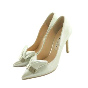 パンプス ポインテッドトゥ ハイヒール ピンヒール ラメ 22.5cm シルバーカラー /MI OS