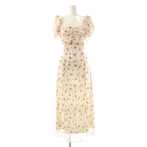 25SS ラメドビーシフォンプリントワンピース ロング 1 オフホワイト マルチカラー /DO OS