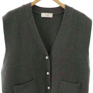 SLOBE IENA 25AW パールニットベスト ジレ Vネック グレー /DF OS