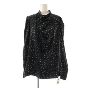 23AW ドット柄プリントドレープブラウス プルオーバー 40 ブラック /DF OS