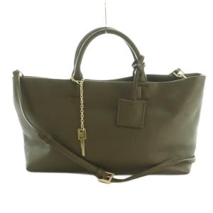 25AW 2WAY トートバッグ ショルダーバッグ レザー カーキ /MI OS