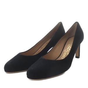 パンプス ハイヒール アーモンドトゥ スエード 4C ブラック /YO18