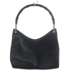 バンブーハンドル ショルダーバッグ ワンショルダー ワンハンドル レザー ブラック 001-3008-002058