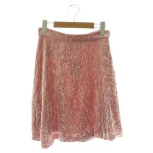 MG1183 ベロアスカート ミニ フレア シルク混 38 ピンク /NR OS