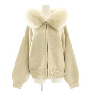 25AW USAGI ONLINE限定 ファーフードパーカー ジップアップ 1 ライトベージュ