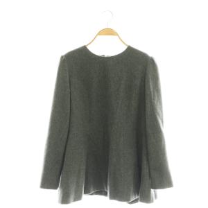 ウールカシミヤ切替フレアトップス ブラウス ペプラム 38 チャコール /CX OS