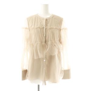 24AW キラキラチュールシャツブラウス 長袖 1 ベージュ /HK OS SH