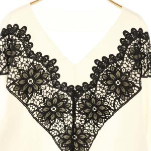 Diagram GRACE CONTINENTAL フラワーレースニット カットソー 36 オフホワイト ブラック /DO OS